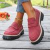 2025 Nuevos Mocasines de Primavera y Otoño Talla Grande Casuales Escarchados Estilo Británico Zapatos de Mujer Tacón Grueso Suela Gruesa Exportación Retro
