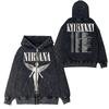 Otoño/Invierno Nirvana Nirvana Rock Estilo Americano Retro Antiguo Lavado Cárdigan Cadena Sudadera con Capucha Chaqueta