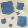 Parche de Tela Vaquera Azul Claro con Bolsillo Falso Adhesivo Decoración Bordada Accesorios para Zapatos y Sombreros