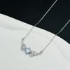 Diamante incrustado anjo de asas duplas ouro brilhante 18k cor titânio aço clavícula cadeia nicho feminino vento frio clavícula cadeia jóias