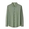 [10A Antibacteriano] Camisa clásica de otoño/invierno para hombre, resistente a las arrugas, de manga larga, informal y adecuada para el trabajo, diseño simple, top de infrarrojos lejanos