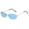 Gafas de Sol Cuadradas sin Montura Azules del Mismo Estilo de Jennie para Mujer Sexys Europeas y Americanas Azules Y2K Gafas de Sol de Alta Gama Estilo Urbano