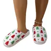 Pantuflas de Piso Navideñas Copo de Nieve Punta Algodón Transfronterizas Cómodas 2025 Suela Plana