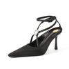 Sandálias de Salto Alto Femininas Personalizadas com Bico Fino e Tiras, Sandálias Stiletto Fashion e Macias com Fivela de Diamante para Mulheres, Confortáveis no Verão