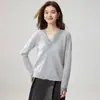2026 Invierno Estilo Francés Suave Cuello en V Encaje Patchwork Tejido Cárdigan Suéter Abrigo para Mujer Amigable con la Piel Cálido
