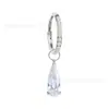 Pendientes de Aleación de Titanio F136 con Circonita de Color Forma de Gota de Agua, Joyería de Aro Desmontable para Piercing, Pendientes Colgantes de Moda Versátiles para Mujer