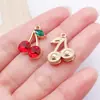 Colgante de Aleación Cereza Roja Accesorios para Joyería DIY Pulsera de Frutas con Pedrería Collar Pendientes Llave Colgante Transfronterizo