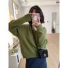 Suéter Pulóver de Terciopelo de Mapache con Cuello en V para Mujer en Otoño e Invierno, Estilo Francés, Suave y Ceroso, Holgado y Relajado, con Suave Top de Punto Interior