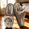 Chinelos de Algodão com Estampa de Gato Desenho Animado Bico Fechado para Mulheres, Chinelos de Pelúcia para Casa Indoor Outono e Inverno, Maternidade, Dropshipping Transfronteiriço