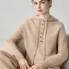 ¡Estilo simple y casual! Suéter de cachemira holgado para mujer con cuello de media cremallera con capucha, sudadera de punto acanalado, camiseta básica elegante y estilizada