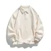 Roupas da moda folgadas para primavera e outono, moletom de algodão piquet puro de marca da moda para casais, estilo Hong Kong, camisa polo com gola de lapela, moletom da moda para estudantes