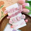 8 piezas Nuevo lazo de tela rosa dulce de rosa pinza para el pelo de niños par de pinzas de corazón rosa para niña accesorios para el pelo