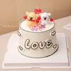 Decoración para Pastel del Día de San Valentín Chino 2025 Adornos de Cachorro de Hilo de Goma Suave Velas de Corazón Amoroso Enchufe de Confesión