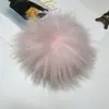Pom-Pom de Pelo de Guaxinim Natural Colorido Transfronteiriço Pelo Real Guaxinim Chapéu Colorido de Rato Bola Decoração de Sapato 13cm Pelo de Raposa
