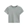 Camiseta Cropped Branca de Cintura Alta para Mulheres, Manga Curta, Novo Estilo 2026, Top de Verão Slim Fit, Camiseta Curta de Base
