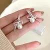 Pendientes de Lazo con Perlas 2026 Nuevo Estilo Francés Únicos de Lujo Ligero Diseño de Nicho de Gama Alta Pendientes Hechos a Medida