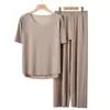 Pijama de Pareja, Conjunto de Pantalones Cortos de Pijama de Manga Corta con Cuello Redondo para Mujer, Shorts de Verano, Ropa de Casa Delgada de Seda Helada para Hombre al por Mayor