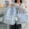 Bolsa de Estudo Acolchoada Estilo Japonês Nova de Alto Valor Estético, Fresca e Doce, para Alunos do Ensino Fundamental II e Médio, Mochila Leve de Grande Capacidade