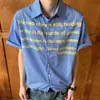 Camisa de Manga Corta a Cuadros con Estampado de Letras Estilo Callejero Americano para Hombre, Estilo Vacaciones de Verano, Camisa Versátil Casual Holgada para Hombres y Mujeres