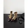 Botas Vaqueras Chuyuji Vintage de Puntera Redonda con Parches y Lazo para Mujer, Estilo Coreano de Otoño, Botines Adelgazantes