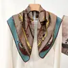 Pañuelo cuadrado de lana y seda para mujer con estampado de cadena, estilo vintage primavera y verano, bufanda de cuello de alta gama