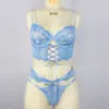 Nuevo Corsé de Encaje Floral Tridimensional con Cuentas Pure Desire Lencería con Tirantes Soporte de Acero Encaje Sexy Transparente Conjunto de Lencería