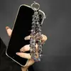 Corrente de mão e pulseira de pulso luxuosas e de alta qualidade com porta-cartão, chaveiro de capa de celular, acessório para bolsa