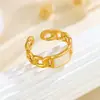 Anel Minimalista de Aço Titânio com Gotejamento de Óleo para Mulheres, Estilo Ins da Moda Europeia e Americana, Anel Geométrico Irregular de Aço Inoxidável Banhado a Ouro 18K Tendência