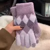 Luvas Quentes de Alta Qualidade para Outono e Inverno com Capacidade para Tela Sensível ao Toque, Design Xadrez de Dedos Inteiros, Adequadas para Estudantes, Ciclismo e Proteção contra o Frio, Luvas de Tricô Felpudas