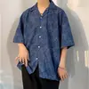 Verano Nuevo Playa Hombres Estilo Americano Atractivo Cubana Media Manga Camisa Juventud Tendencia Versátil Holgada Media Camisa