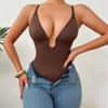 Modelador Feminino Europeu e Americano Transfronteiriço Sexy Decote V Profundo Controle de Barriga Levanta Bumbum Fio Dental Roupa Modeladora Justa de Peça Única