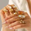 Anel de Flor Eterna Estilo Europeu e Americano para Mulheres, Nicho Luxo Leve Moda de Ponta Versátil Joia de Aço Inoxidável