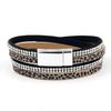 Bijuteria da Moda Nova Pulseira de Couro com Pó de Cebola Personalizada Fivela Magnética Veludo Coreano Strass Quente Pulseira Multicamadas