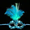 Máscara de Plumas Luminosa Fibra Óptica LED Halloween Mascarada Festival Escenario Estudiante Fiesta Festividad Esencial
