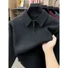 Venta al por mayor transfronteriza de suéteres gruesos de punto con cuello de solapa y media cremallera para hombres de mediana edad, nuevo jersey cálido de capa base para otoño e invierno