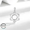 Colgante Estilo Étnico Base Collar de Cobre Accesorio DIY Incrustación Redondo 6-10mm Cabujón de Diamante Imitación Plata 925