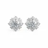 Brincos Populares Europeus e Americanos Transfronteiriços Prata Esterlina S925 Brincos de Diamante Moissanita Doce e Elegante Brincos Florais Brincos de Trevo de Quatro Folhas