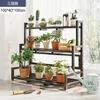 Estantería de flores de hierro forjado y acero inoxidable, para balcón, patio, escalera de piso a piso, multicapa, con estructura carnosa.