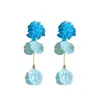Aretes de Borla de Hortensia Azul para Mujer, Aretes de Alto Nivel Estilo Ins con Temperamento de Lujo, Aretes que Realzan el Rostro para Vacaciones