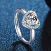 Nuevo Anillo de Diamante Moissanita Incrustado en Forma de Corazón, Estilo Dulce, Corazón Simulado, Apertura Estilo Frío, Anillo de Propuesta Ajustable