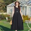 Vestido de Algodão e Seda de Verão Nova Roupa Externa Estilo Jovem Saia de Alça Praia Saia de Férias Sem Mangas Feminina Saia Longa Elegante