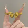 Nova Pulseira Aberta Dourada Escovada com Laço e Strass Estilo Chinês para Mulheres, Artesanato Exquisito, Joia de Moda Luxuosa e Elegante