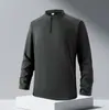 Roupas de trabalho masculinas para uso no escritório, vestuário para grupos, Camiseta masculina Disan de veludo com zíper parcial, Moletom masculino de algodão imitação, escovado dos dois lados