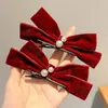 Pasador Rojo de Año Nuevo para el Cabello Femenino Princesa Mini Pinza Pinza para Flequillo 2026 Nuevo Festivo Terciopelo Accesorios para el Cabello