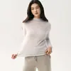 Suéter de cashmere 100% macio e suave, sem costura, para mulheres, gola alta, malha de caimento justo para usar por baixo, suéter de base