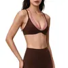 Nuevo sujetador deportivo cruzado de bloques de color transfronterizo para mujer, a prueba de impactos, de soporte, transpirable, de dos piezas simuladas, hermoso sujetador de yoga para espalda para correr