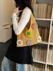 Bolso de Punto Floral Nuevo Transfronterizo, Estilo de Moda y Relajado, Bolso de Mano de Gran Capacidad, Bolso Tote Simple Versátil