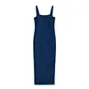 Macacão Jeans Retrô Feminino Vestido Longo Feminino Stretch Slim Fit Cintura Marcada Fenda Lateral Vestido Envelope Quadril Férias na Praia