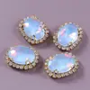 Oval Proteína Mocha Garra Diamante Cristal Fivela Corrente de Diamante Borda de Vidro Costurado à Mão Diamante DIY Roupa Acessórios de Casamento Acessórios