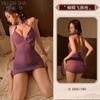 Lencería Sexo Puro Sexy Ropa Sin Quitar Cita en la Cama Vestido de Noche Transparente Cheongsam Tentación Uniforme Pijama Morado